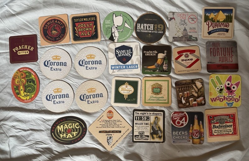 Vintage Lot Of 25 Beer Coasters