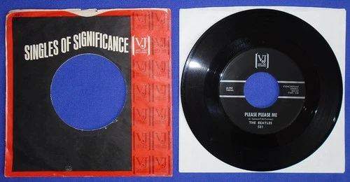 Original Beatles 45 RPM vinyl record on VJ records with Company Sleeve from 1964