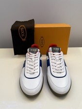 Sneakers Tods Tabs uomo pelle bianca UK 10 EU 44,5 nuove £520 Mr Porter