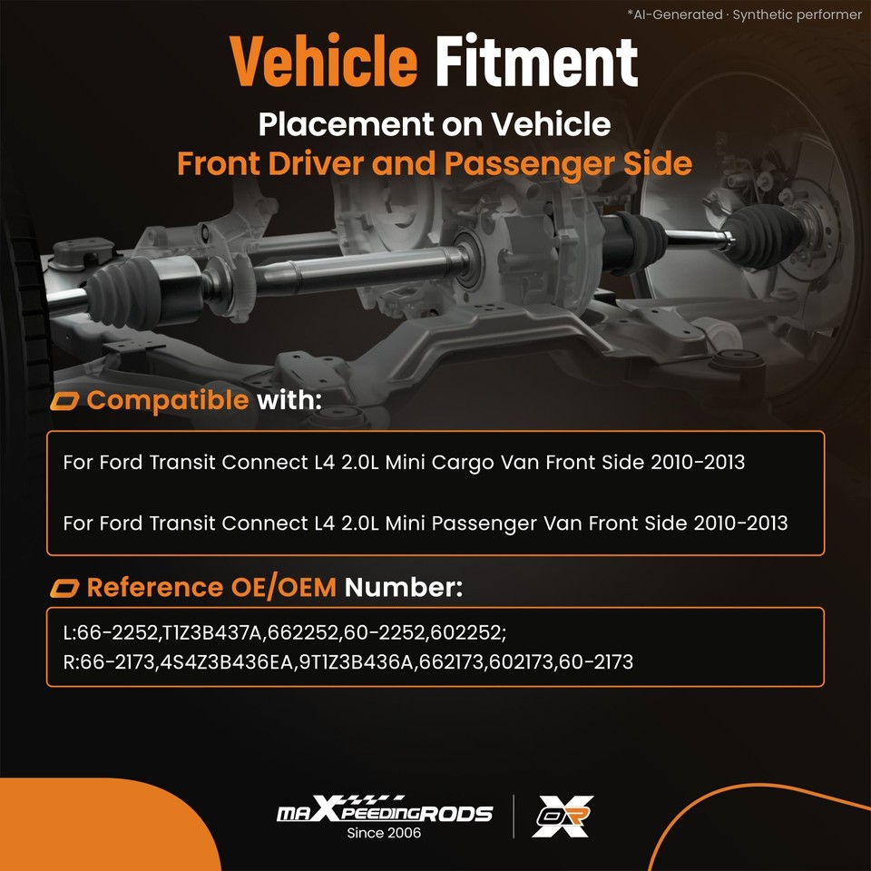 Front Side CV Axle Shaft Assembly for Ford Transit Connect 2012 2010 ...