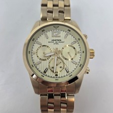 Armitron Men  s Gold Tone Watch 20/4991 GP VX9J Stainless Steel NEW BATTERY