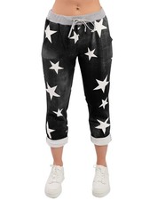 Women’s Italian Floral Print Joggers Cotton Stretch Trousers Magic Pants Jeans