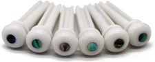 Acoustic Guitar Bridge Pins, Pure Bone, Slotted, Ivory Color, Inlaid Abalone Dot