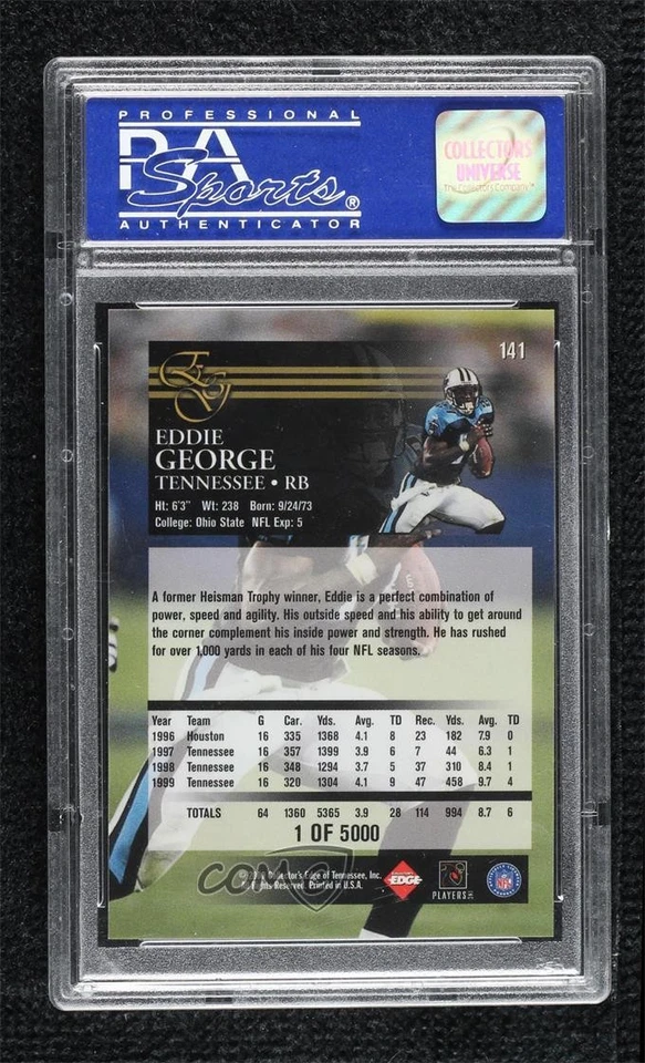 2000 Collector's Edge Graded Uncirculated /5000 Eddie George #141 PSA 9 MINT - Image 2 of 2