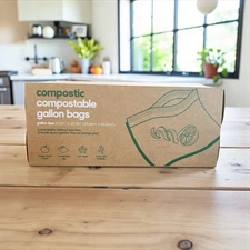 NEW Home Compostable Resealable Gallon Freezer Non Toxic Storage Bags 30 Count