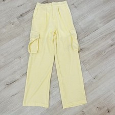 Y2K Bohemian Butter Yellow High Waisted Cargo Wide Leg Pants Fisherman Core