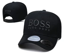 HUGO BOSS All Black Men's Casual Outdoor Baseball cap Adjustable