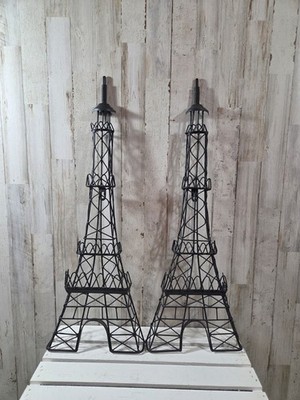 Eiffel Tower Wire Wall Decor Set Of 2 Black Metal 25'' Tall Wall Hangings