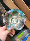 Very Pretty Fenton Carnival Glass Green Water Lily Sauce Bowl