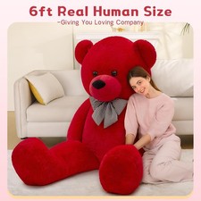 6 Foot TEDDY BEAR, Life Size Big Bear Plush Animal, Adorable