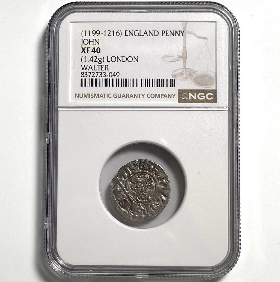 Penny de plata Inglaterra 1199-1216 Walter en Londres - NGC XF40 detalle extremadamente fino Foto 3 de 4