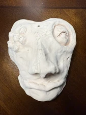 Vintage Handmade Heavy Clay Horror Pink Multi-Eyed Mask Mountable Art Sculpture