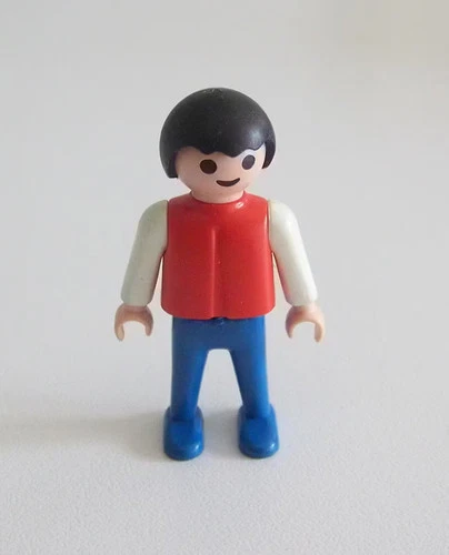 Playmobil (3206) child vintage - boy blue sweater &amp; white red pants