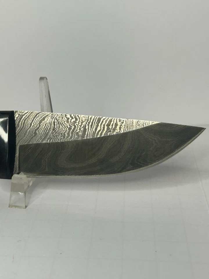 Cuchillo Fijo 3 Damasco Acero Skinner Hoja Espiga Completa Mango Hueso Liso (N43) Foto 3 de 4