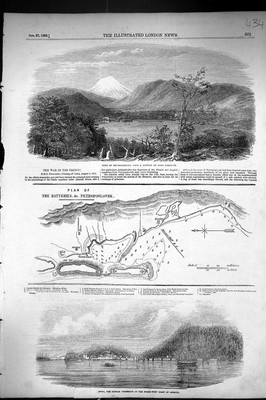 Alte 1855 Stadt Petropaulowski Batteriespitze Schakoff Sitka Amerika Haustier viktorianisch