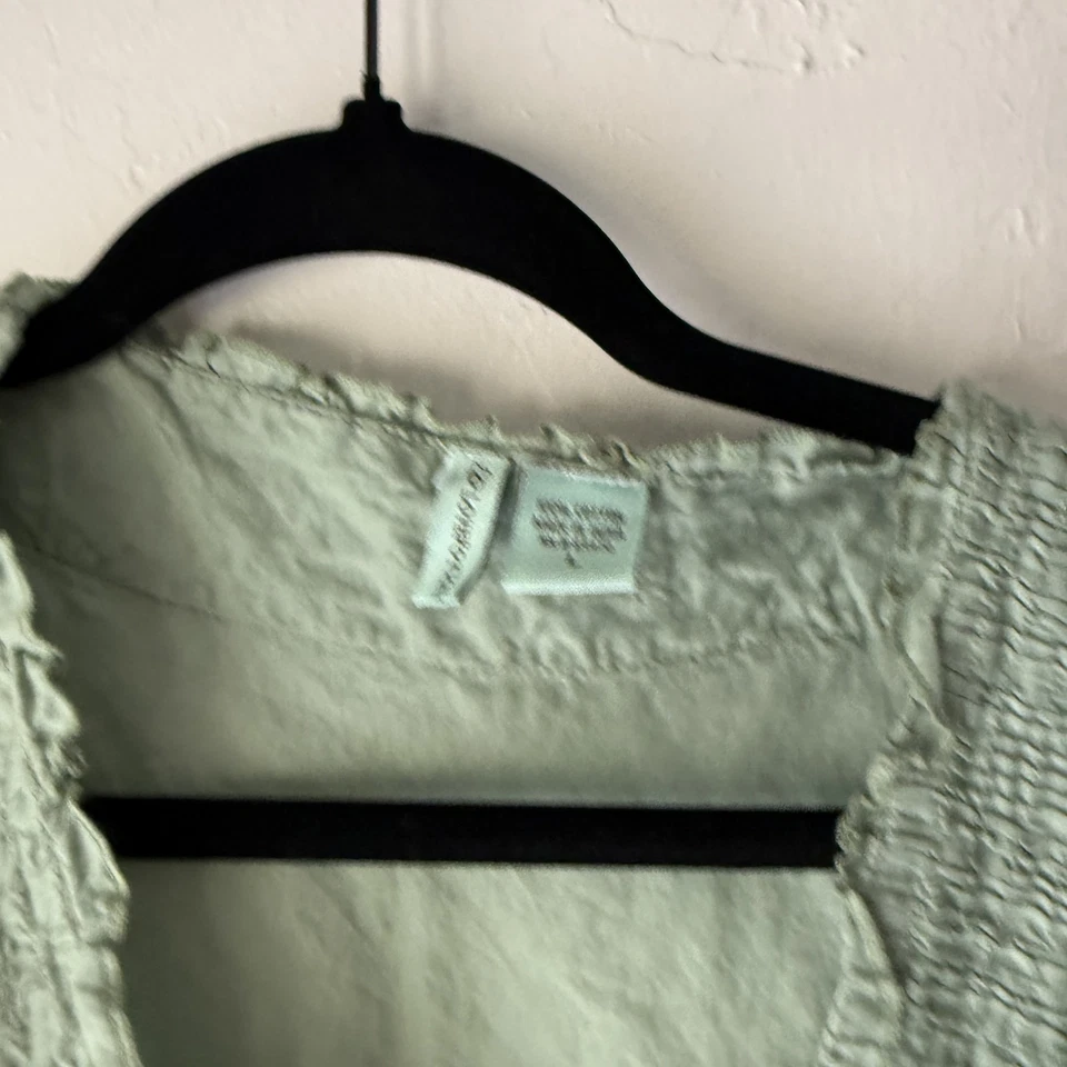 Blusa ligera DownEast Y2k envolvente para mujer pequeña verde manga corta con volantes Foto 4 de 4