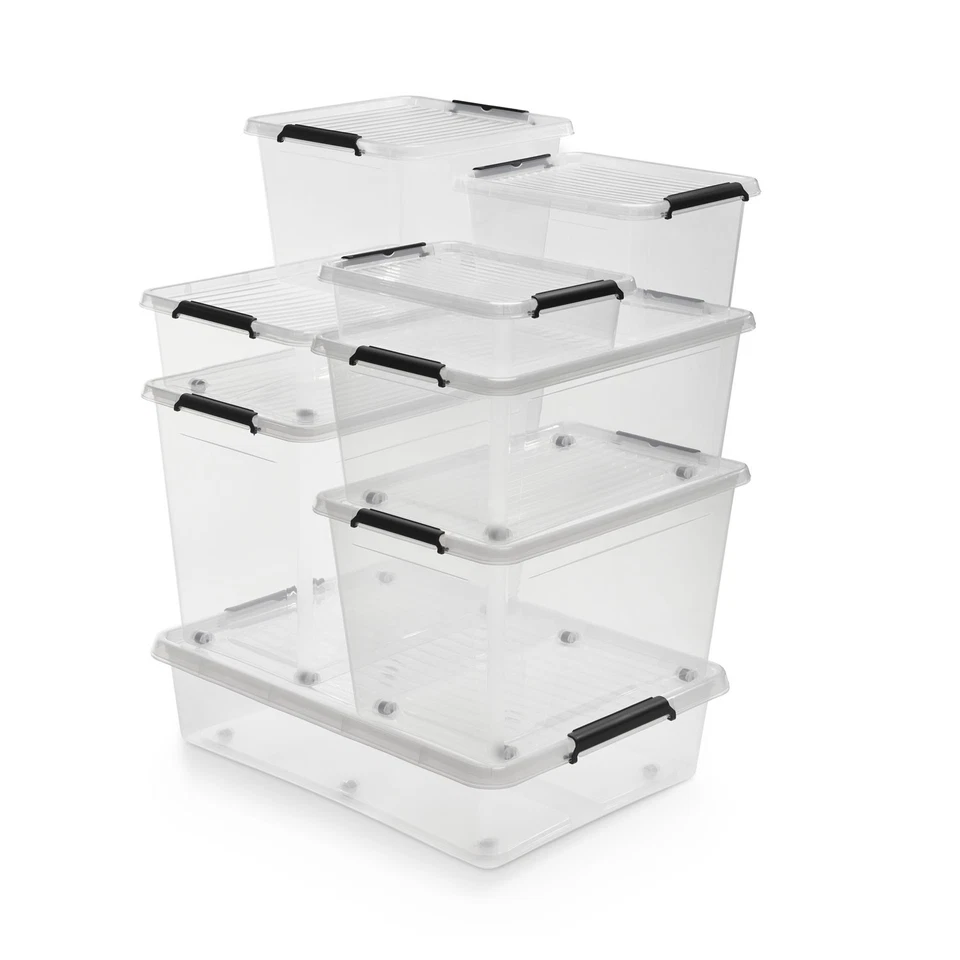 Aufbewahrungsbox Deckel Kunststoffbox Stapelbox Lagerbox Regalbox Transparent - Bild 2 von 4