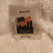 9-11-01 American Flag Patriotic Pinback Made in China