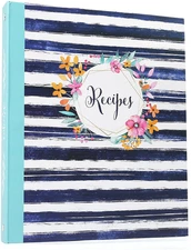 Recipe Binder, 8.5” X 10”, with 60 Blank Recipe Cards 4X6, 30 Plastic Page Prote