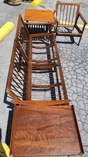 Mid-century 2 piece walnut sofa set