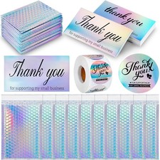 PIEMEET 50 Pcs Metallic Bubble Mailers, 5.9 x x 9.6 inches, Holographic