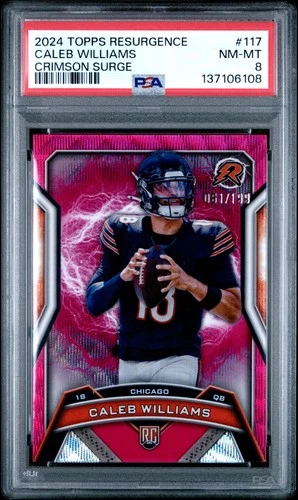 2024 TOPPS RESURGENCE CRIMSON SURGE #117 CALEB WILLIAMS ROOKIE RC /199 PSA 8
