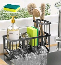Sponge Holder for Kitchen Sink, Sink Caddy Organizer with High Brush Holder, Kit