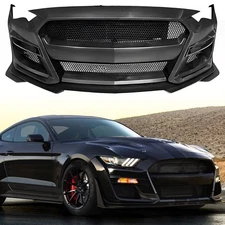 Front Bumper Cover Grille Lip Conversion GT500 Style Fit 2018-2023 Ford Mustang