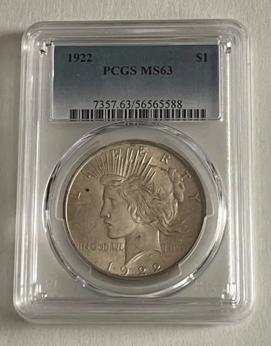 1922 Silver $1 Peace Dollar - PCGS MS 63