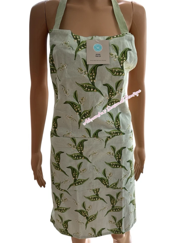 Delantal de cocina Martha Stewart Freya Lily Of The Valley 31x30 100 % algodón Country Foto 3 de 4