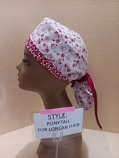 Floral Dance Women's Ponytail Surgical Scrub Hat/Cap Handmade