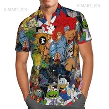 80  s Cartoon World Hawaiian Shirt 3D, Button Down Unisex Adults S-5xl