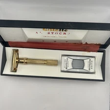 Vintage 1961  Gillette Aristocrat Adjustable (Slim) Set With Case & Blade Bank