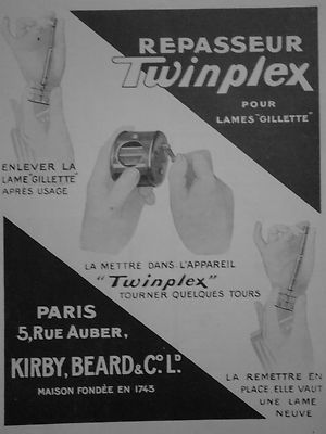 WERBUNG 1920 TWINPLEX BÜGELEISEN FÜR GILLETTE KLINGEN DREHEN SIE IST NEU