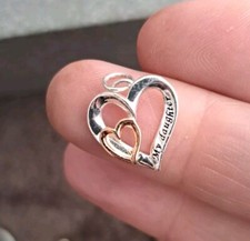 Vintage Sterling Silver MY DAUGHTER Heart Pendant .925 Two Hearts