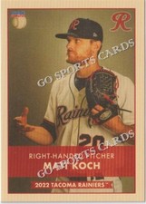 2022 Tacoma Rainiers Matt Koch RC Rookie Seattle Mariners