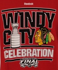 Reebok Windy City Celebration - 2015 Stanley Cup Blackhawks T-Shirt Size: Small