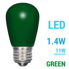 Satco LED CERAMIC GREEN Sign Indicator Bulb 1.4W =11W S14 120V Medium E26 Base