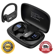 Wireless Bluetooth Earbuds in-Ear Headphones Earphones with Mic LED Waterproof