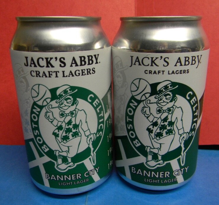 1-2 DIF. NEW JACK'S ABBY BOSTON CELTICS BASKETBALL BANNER CITY BEER CAN SHAMROCK