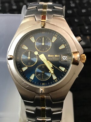 Hugo Max 39mm Blue Dial Chronograph Quartz Men's Watch, Run-Repair (Y76)