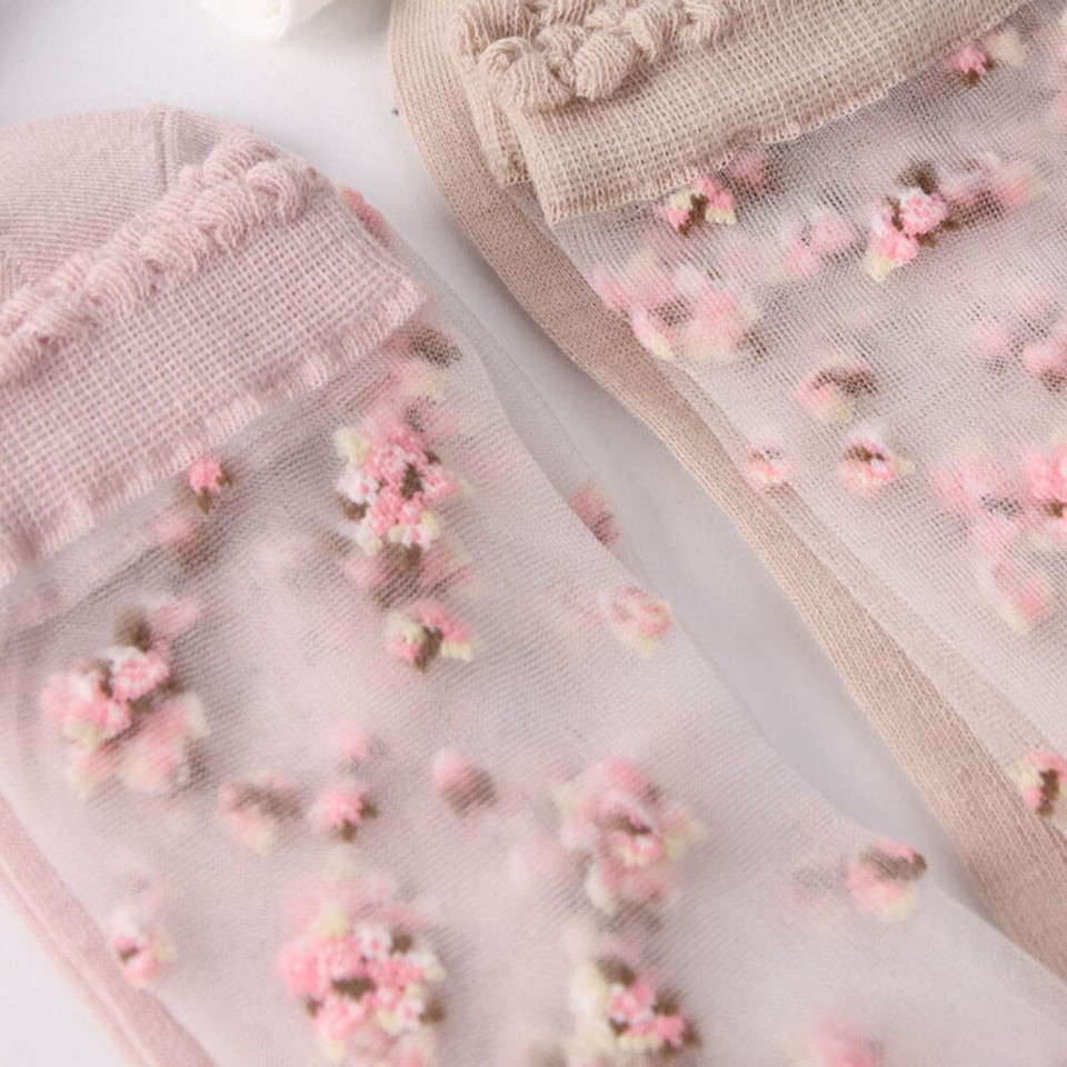 IYOU Blumen Socken 6er Pack - Zarte Spitze & Transparent Für Den Sommer