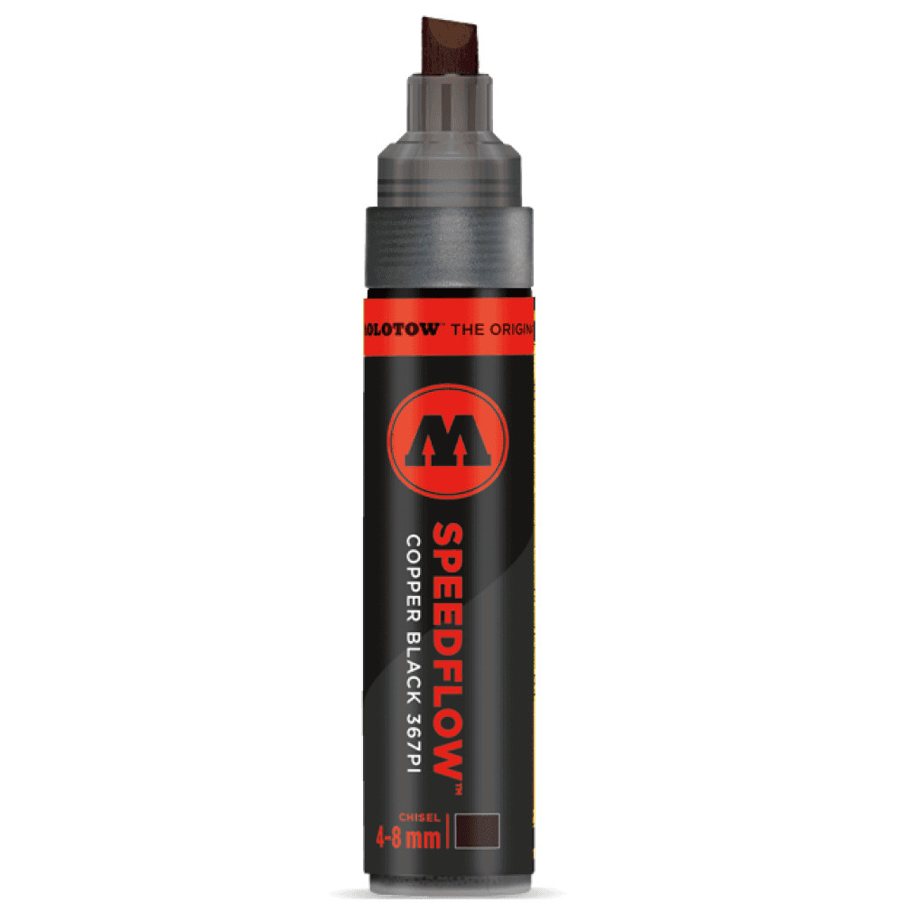 MOLOTOW MASTERPIECE SPEEDFLOW 367PI - BLACK INK MARKER - 4-8MM CHISEL TIP NIB
