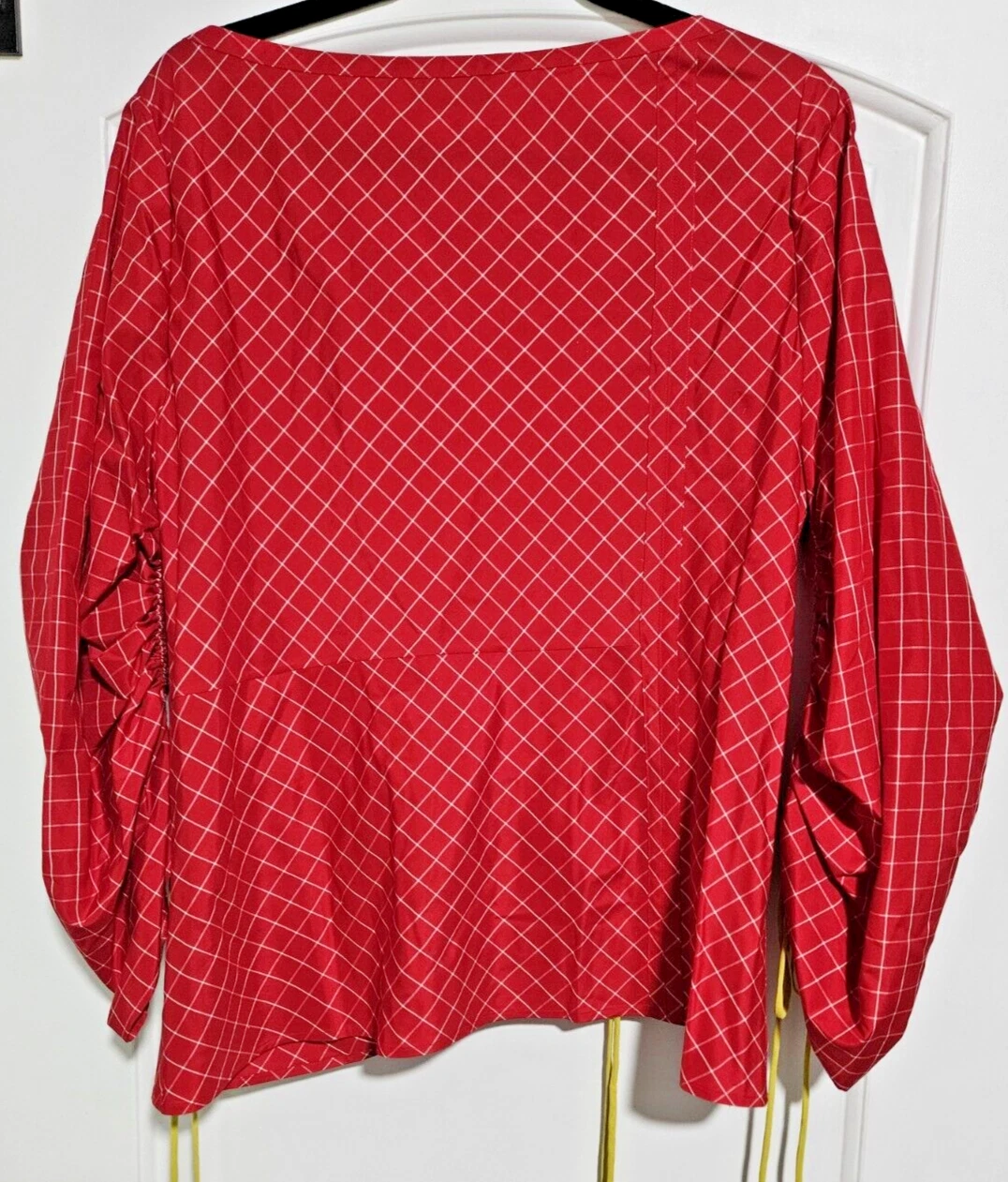 Nuova con etichetta Tory Burch finestra seta top rosso bianco taglia 14 100% AUTENTICA