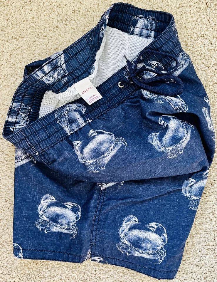 LN Merona Swim Trunks Vineyard Drawstring Pockets Mens Target Blue Beach Crab Foto 3 de 4