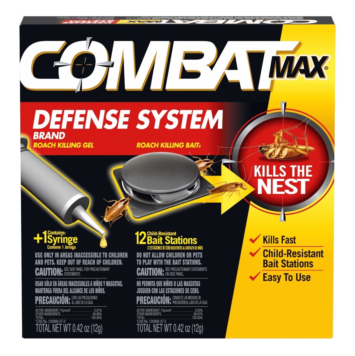 COMBAT MAX Roach Gel & Bait Defense System, Syringe & 12 Bait Stations eBay