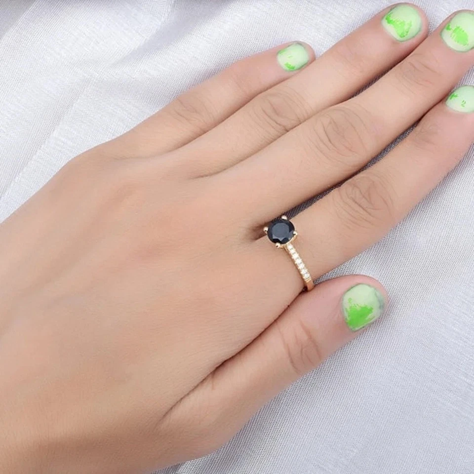 2 Ct Round Cut Diamond Solitaire Wedding Engagement Ring 14K Yellow Gold Plated - Image 3 of 4