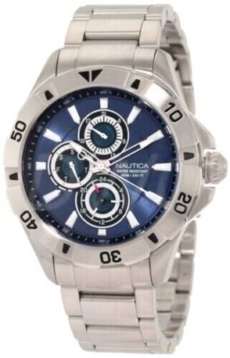 NEW Nautica Stainless Steel Silver Bracelet Men's Watch N17546G | eBay