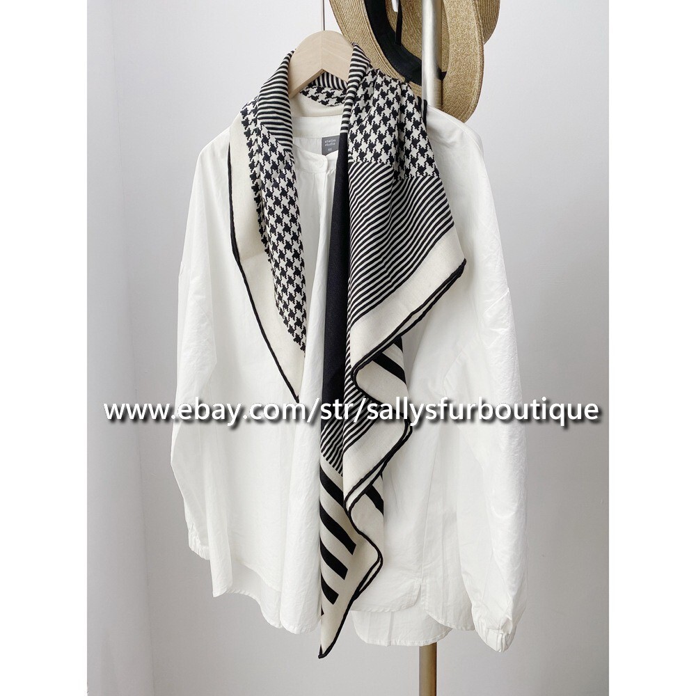 Sallys 70% Cashmere & 30% Silk Scarf Geometric Print Double Face Shawl 35