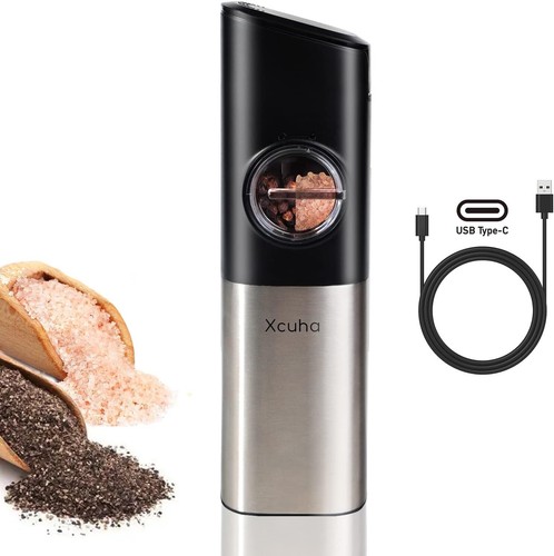 ** XCUHA ** RECHARGEABLE " GRAVITY SALT / PEPPER GRINDER " WITH CHARGER